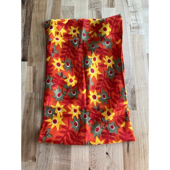 Vera Neumann Vintage Silk Infinity Scarf Floral Orange Red Yellow Made in Japan - Picture 3 of 7